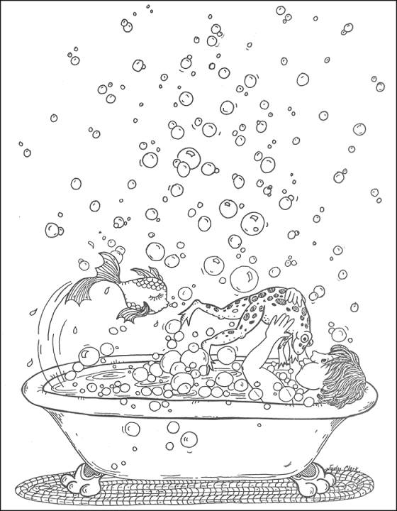 Coloriage d'une salle de bain avec baignoire et accessoires