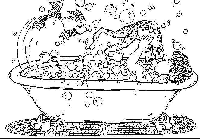 Coloriage d'une salle de bain avec baignoire et accessoires