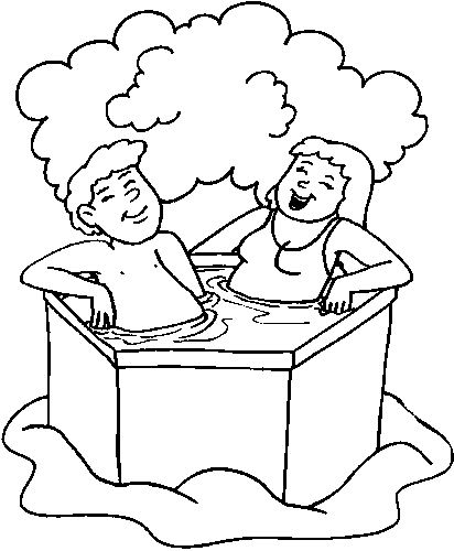 Coloriage d'une salle de bain avec baignoire et accessoires