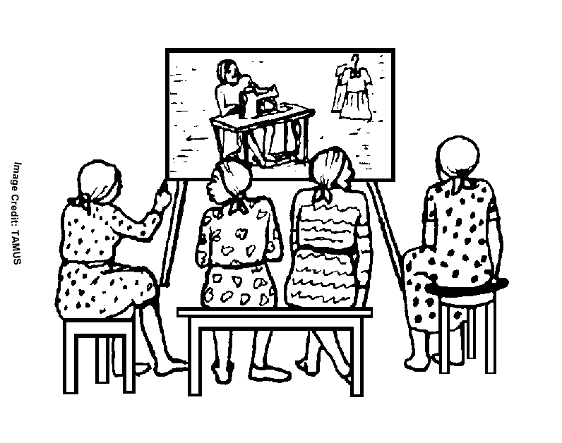 Coloriage d'une salle de classe animée avec des élèves et du mobilier scolaire