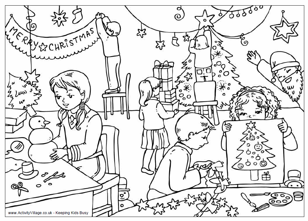 Coloriage d'une salle de classe avec des élèves et un enseignant