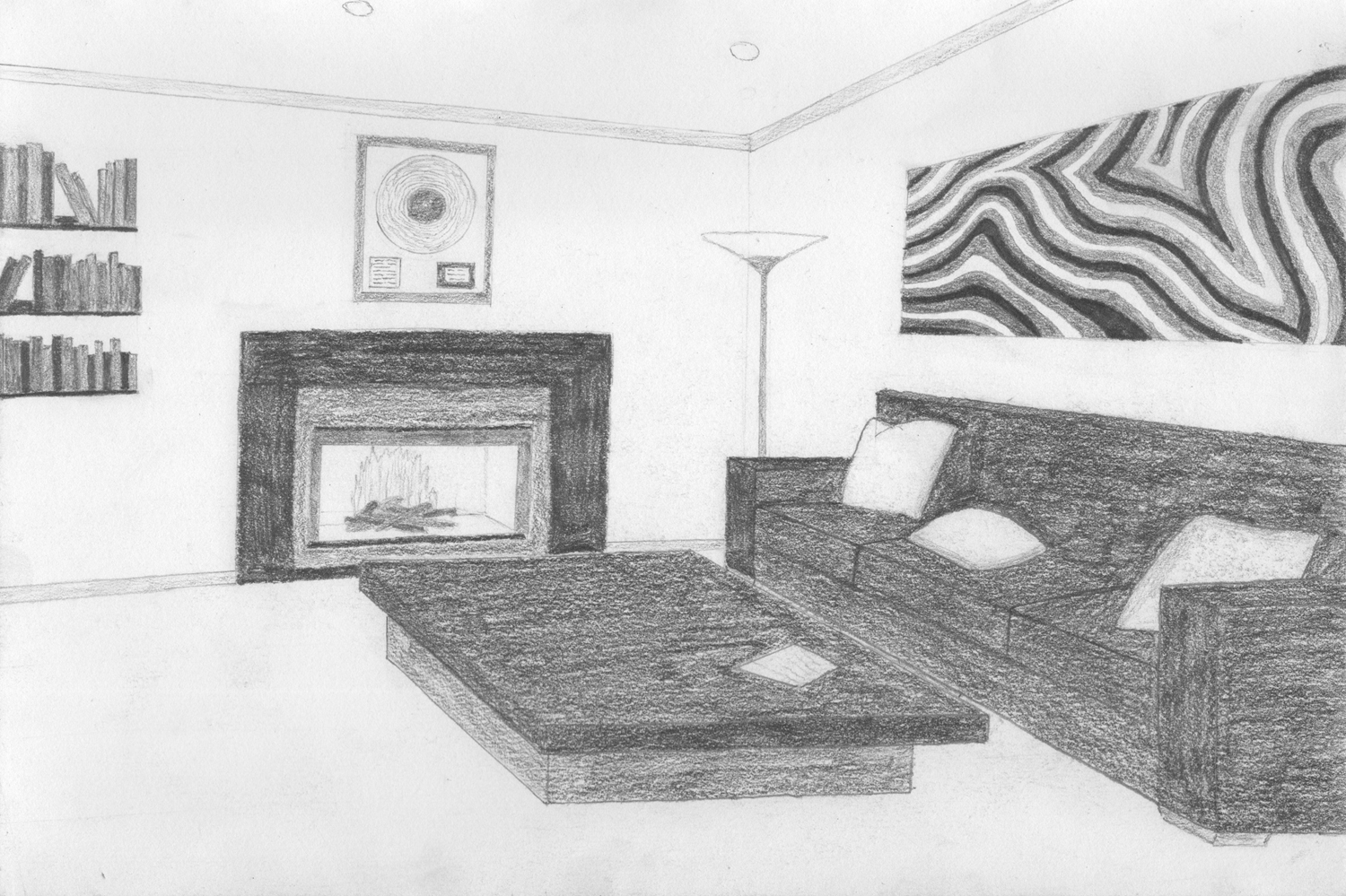 Coloriage d'un salon accueillant avec des meubles modernes