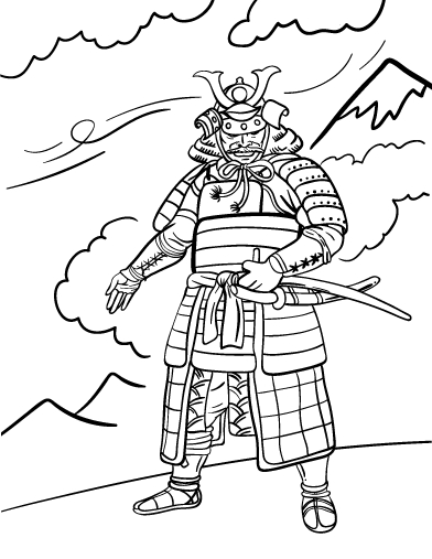 Un samouraï en pleine action au cœur d'un paysage traditionnel