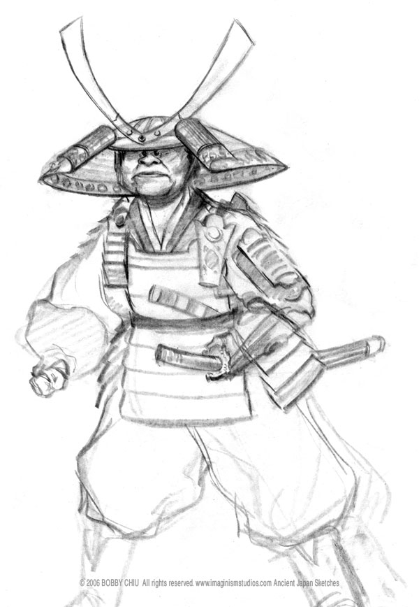 Samouraï en pleine action dans un décor traditionnel