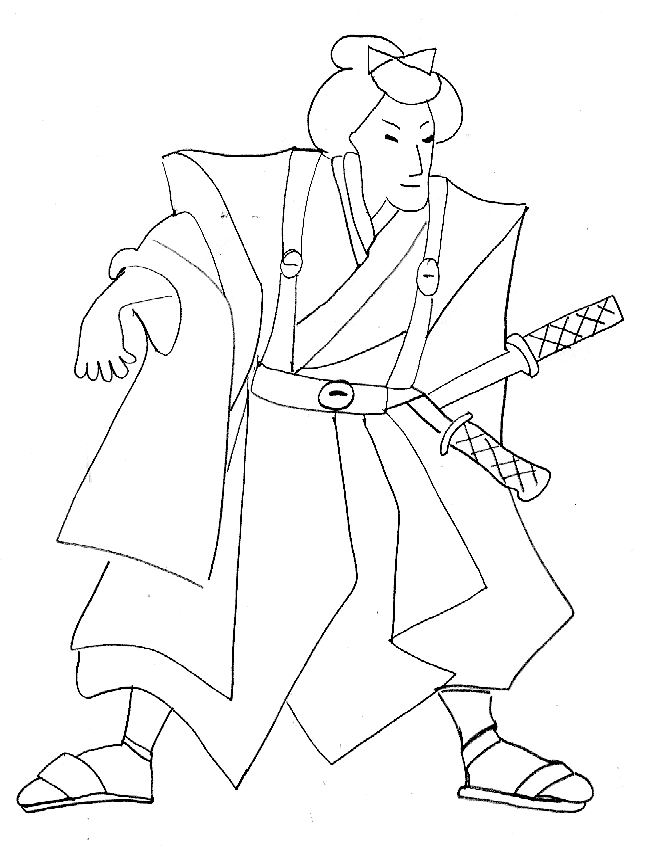 Un samouraï en pleine action dans un décor traditionnel japonais