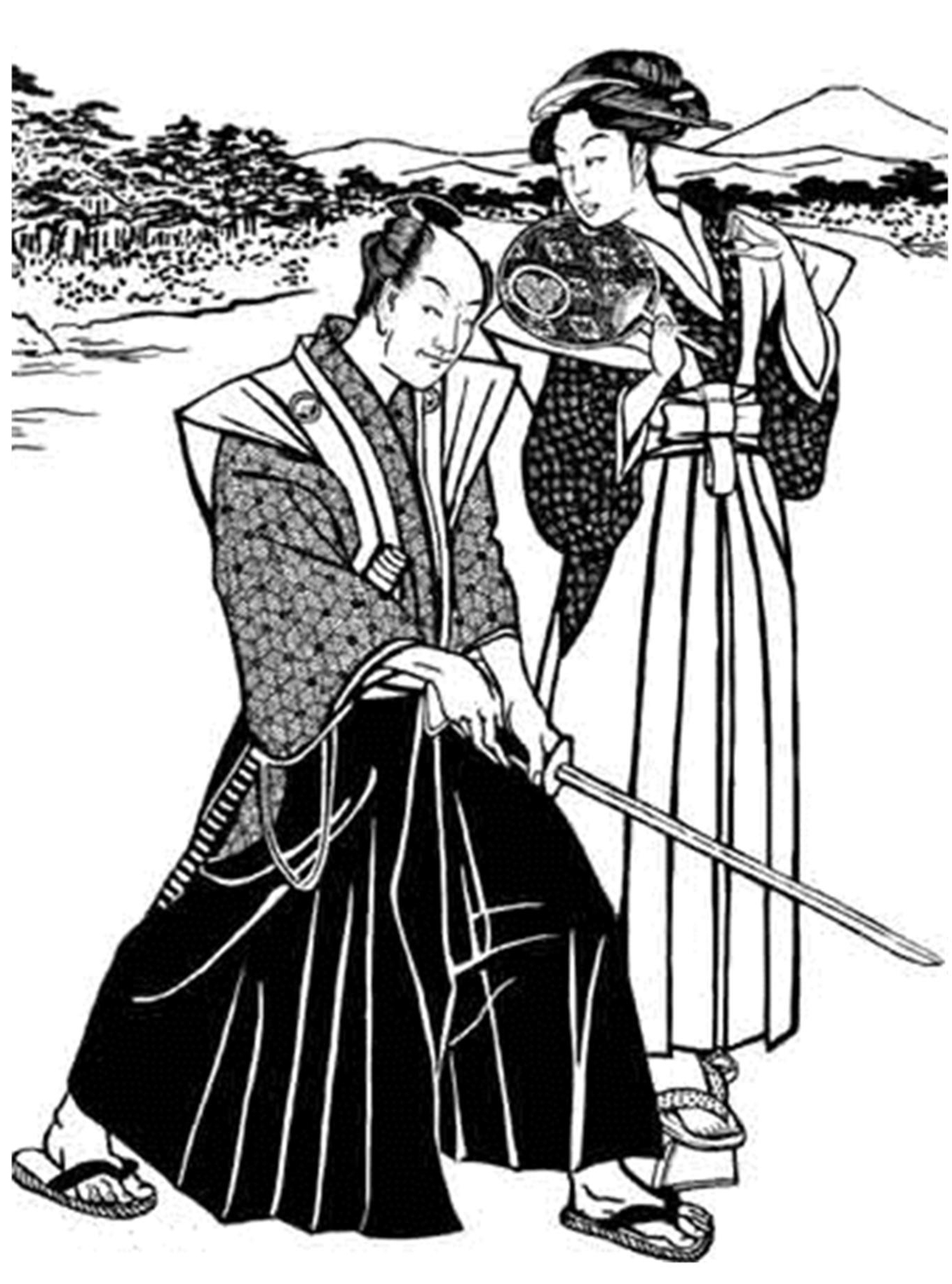 Un samouraï en position de combat, prêt à défendre son honneur