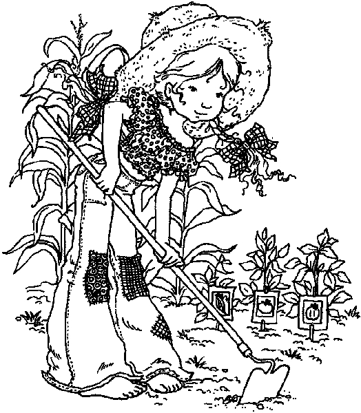 Une petite fille rêveuse avec sa poupée dans un jardin fleuri