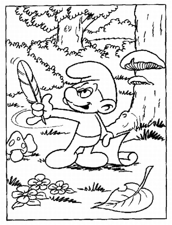Les schtroumpfs en pleine activité dans la forêt