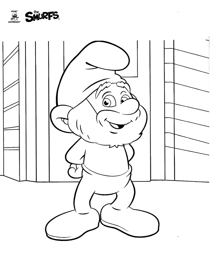 Coloriage des Schtroumpfs en pleine activité dans leur village