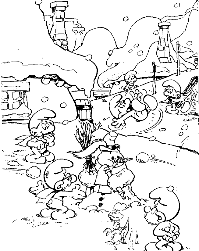 Les schtroumpfs en pleine activité dans leur village