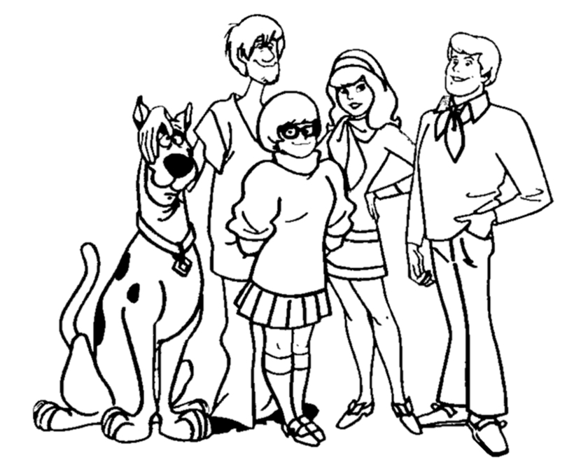 Scooby-Doo mangeant un os dans un décor innocent