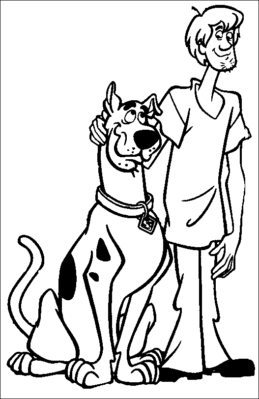 Coloriage de Scooby-Doo en pleine enquête mystérieuse