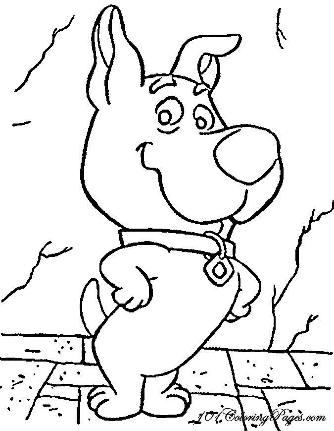 Coloriage de Scooby-Doo mangeant une friandise avec ses amis