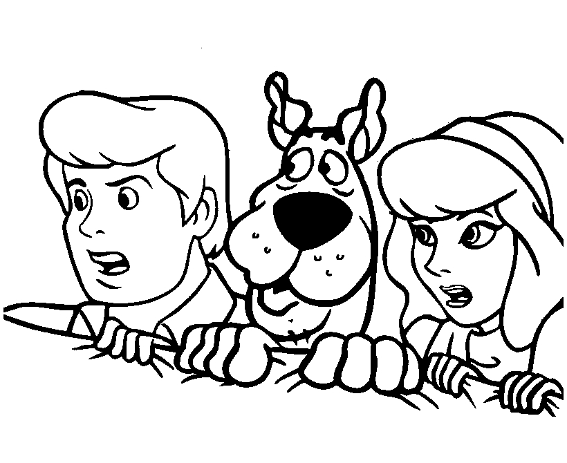 Coloriage de Scooby-Doo et Shaggy en pleine enquête