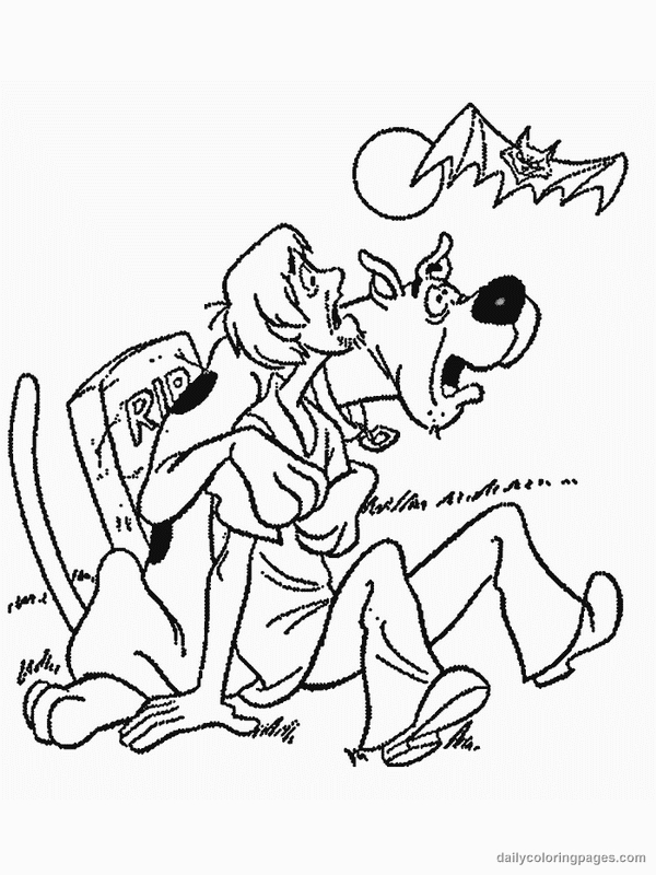 Coloriage de Scooby-Doo en pleine enquête avec un mystérieux indice