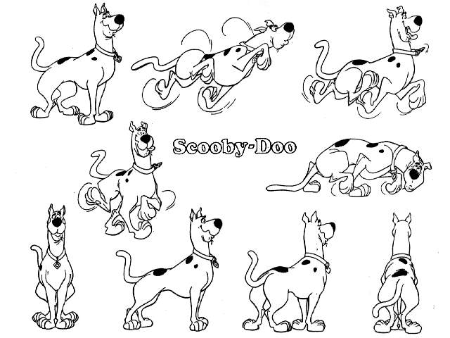 Coloriage de Scooby-Doo en pleine enquête avec ses amis