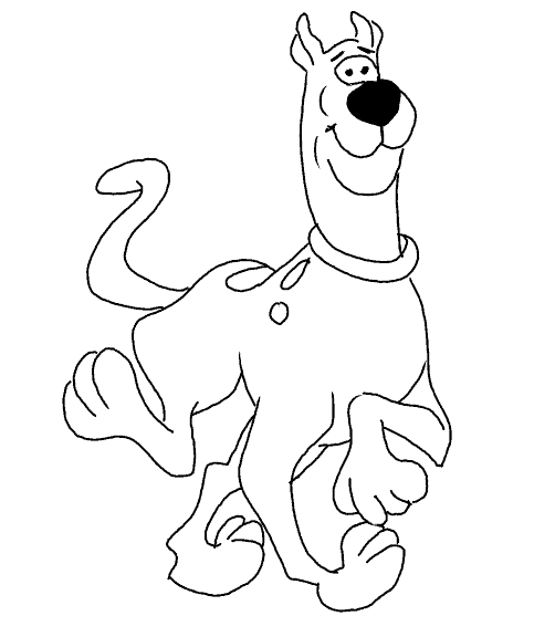 Coloriage de Scooby-Doo en pleine enquête dans un décor mystérieux