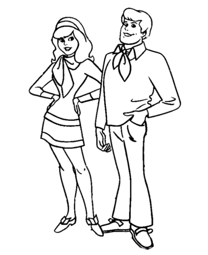 Coloriage de Scooby-Doo en pleine enquête avec ses amis