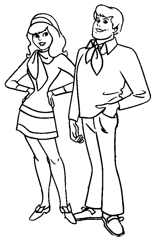 Coloriage de Scooby-Doo en pleine enquête avec ses amis