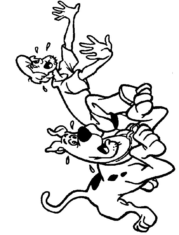 Coloriage de Scooby-Doo en pleine enquête dans un décor mystérieux