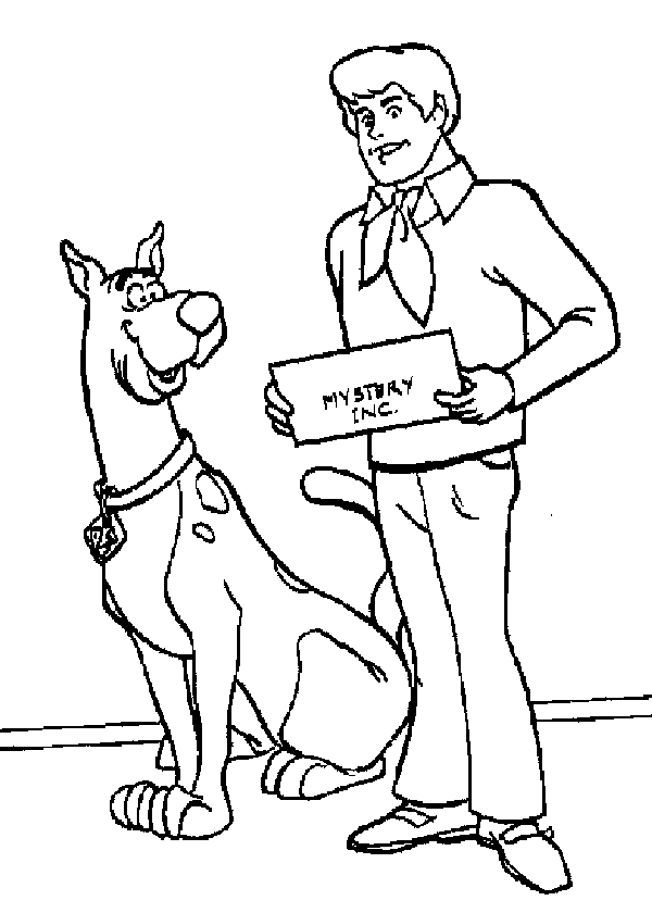 Coloriage de Scooby-Doo en pleine enquête avec Shaggy