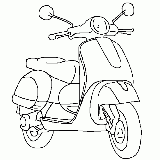 Coloriage d'un scooter stylisé en pleine balade