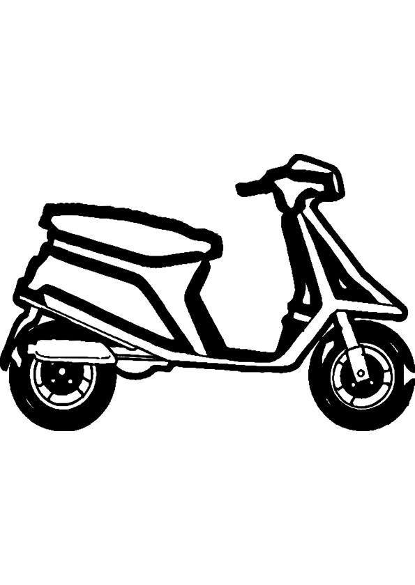 Coloriage d'un scooter sur une route ensoleillée