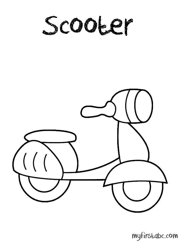 Coloriage d'un scooter sur une route ensoleillée