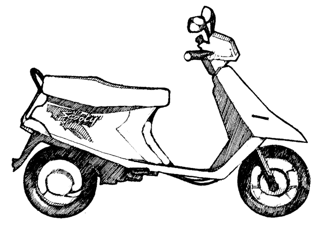 Un scooter stylé sur un chemin urbain avec des détails captivants