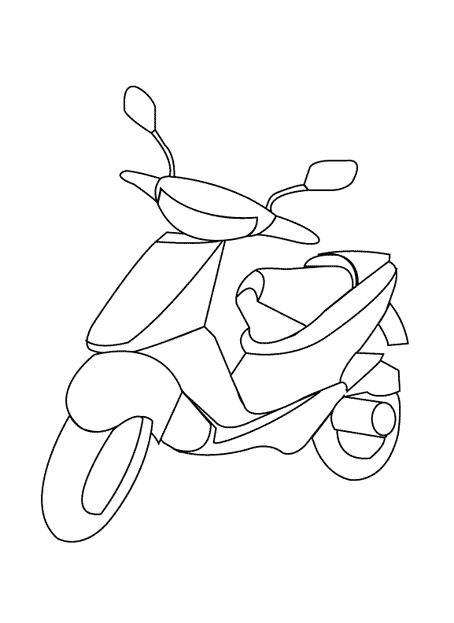 Coloriage d'un scooter sur une route ensoleillée