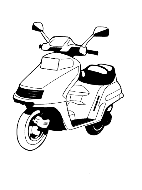 Coloriage d'un scooter stylé sur une route sinueuse