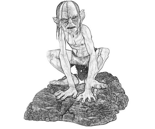 Coloriage du Seigneur des Anneaux avec des personnages emblématiques dans un paysage épique