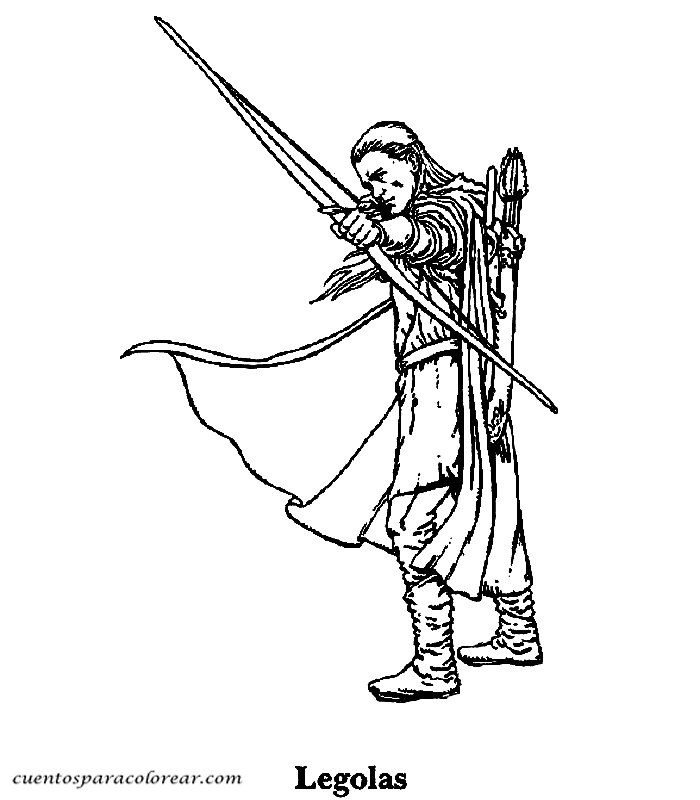 Coloriage du Seigneur des Anneaux : Frodo portant l'Anneau dans un décor de forêt