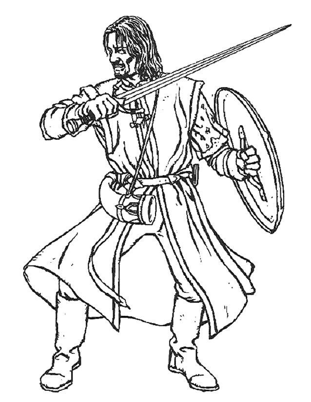 Coloriage du Seigneur des Anneaux avec des personnages emblématiques dans un décor fantastique