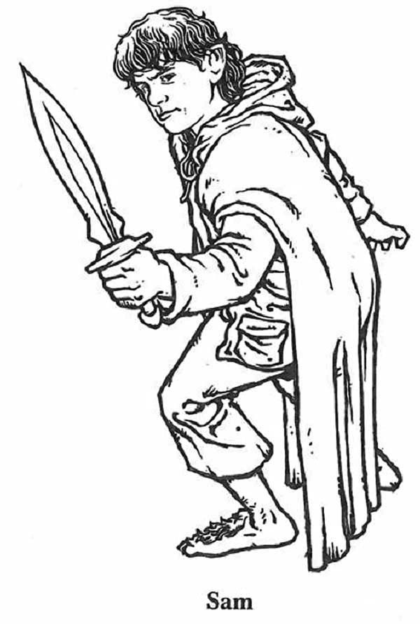 Un hobbit brandissant une épée au cœur d'une bataille épique