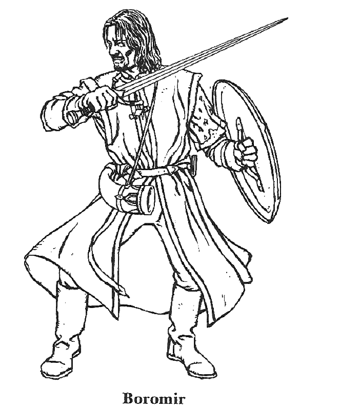 Coloriage de Frodo portant l'anneau au milieu de la nature