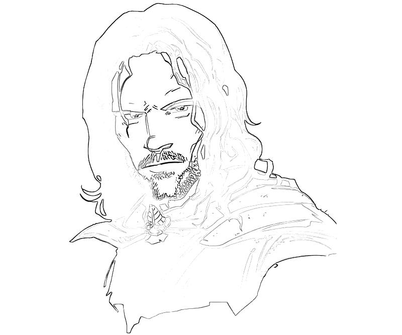 Aragorn brandissant son épée dans un paysage de la Terre du Milieu