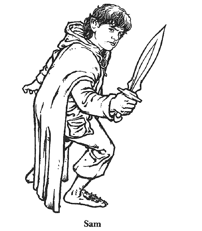 Coloriage du Seigneur des Anneaux : Frodo et Sam dans la Comté
