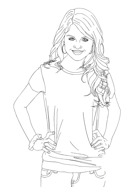 Coloriage de Selena Gomez en pleine scène de chant sur scène Coloriage de Selena Gomez en pleine scène de chant sur scène