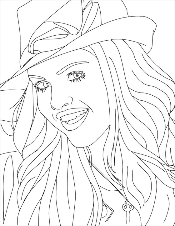 Coloriage de Selena Gomez en portrait souriante avec cheveux ondulés Coloriage de Selena Gomez en portrait souriante avec cheveux ondulés