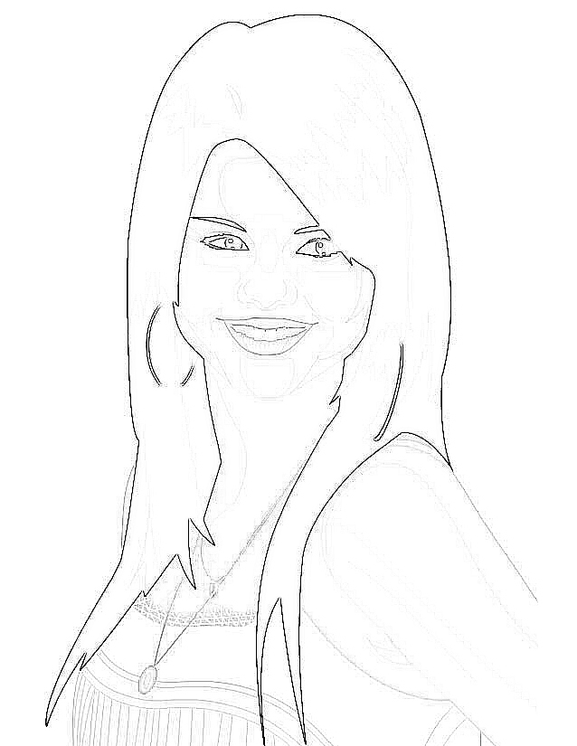 Coloriage de Selena Gomez avec un décor floral Coloriage de Selena Gomez avec un décor floral
