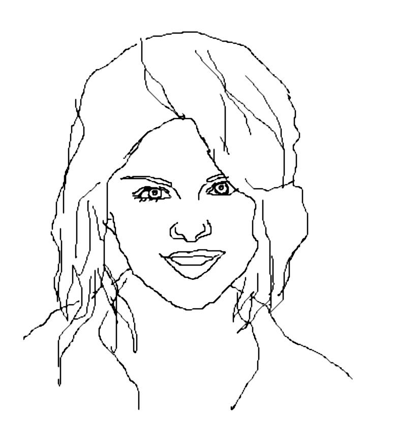 Coloriage de Selena Gomez en portrait stylisé Coloriage de Selena Gomez en portrait stylisé