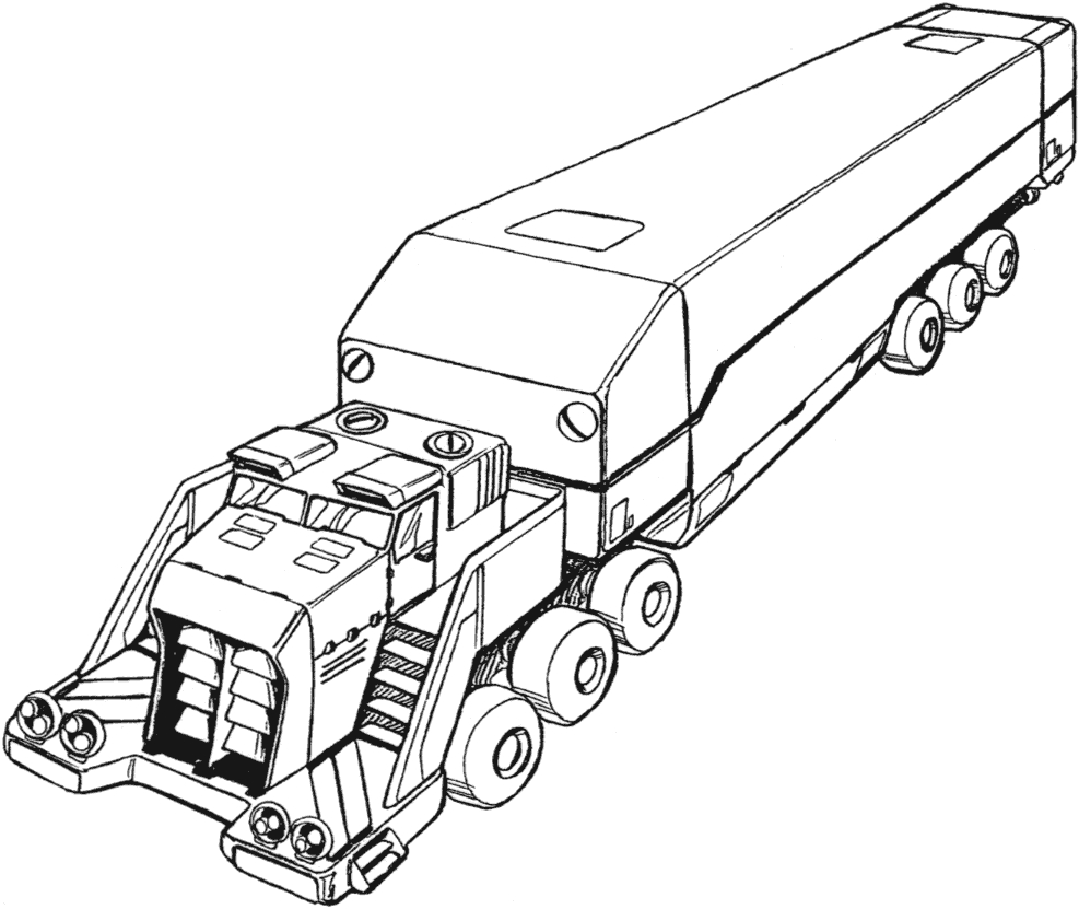 Coloriage d'une semi-remorque sur la route