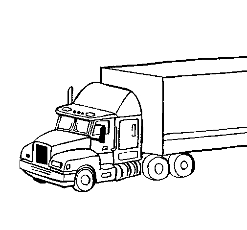Coloriage d'une semi-remorque sur la route