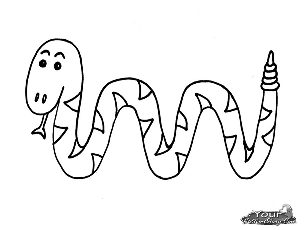 Coloriage d'un serpent ondulant au milieu de feuillage luxuriant