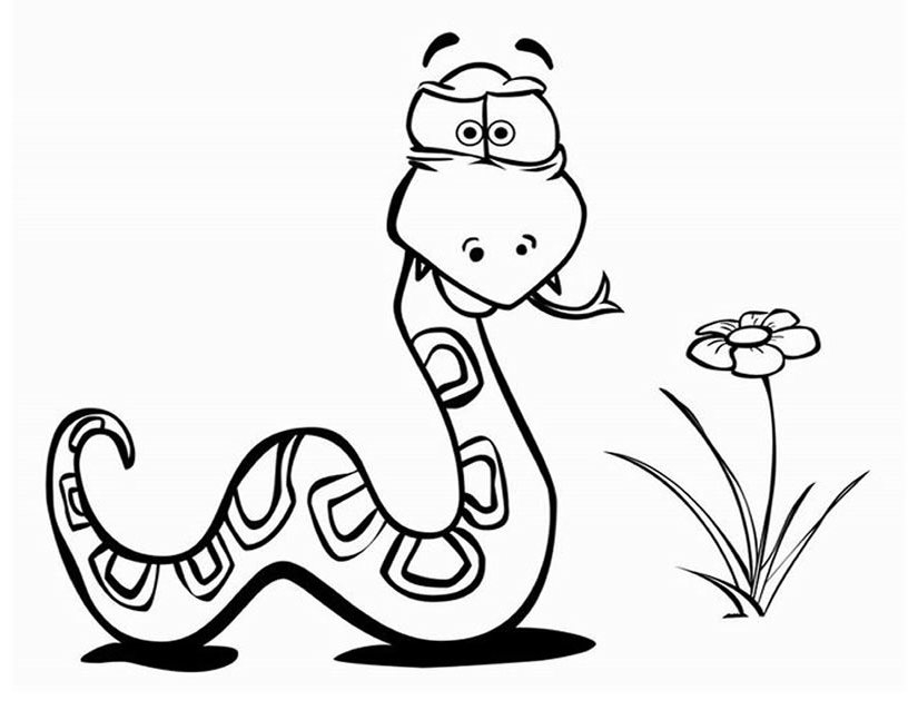 Coloriage d'un serpent sinueux dans un environnement naturel