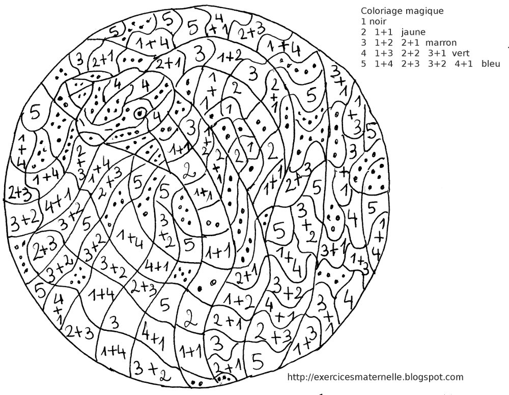 Coloriage d'un serpent sinueux au milieu de feuillages