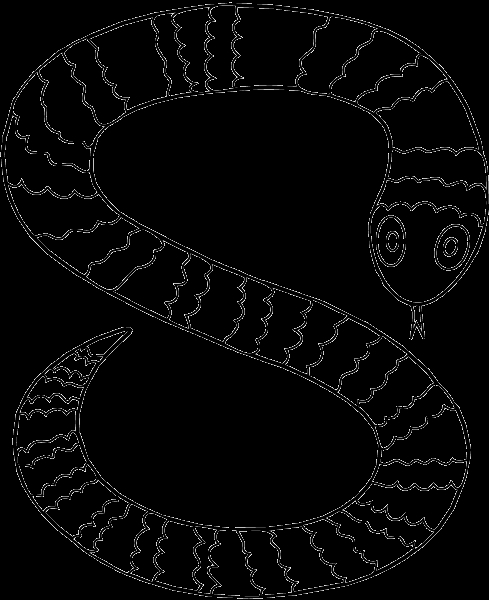 Coloriage d'un serpent sinueux sur fond décoratif