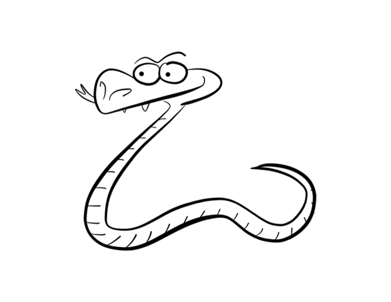 Coloriage d'un serpent enroulé sur une branche avec un fond naturel