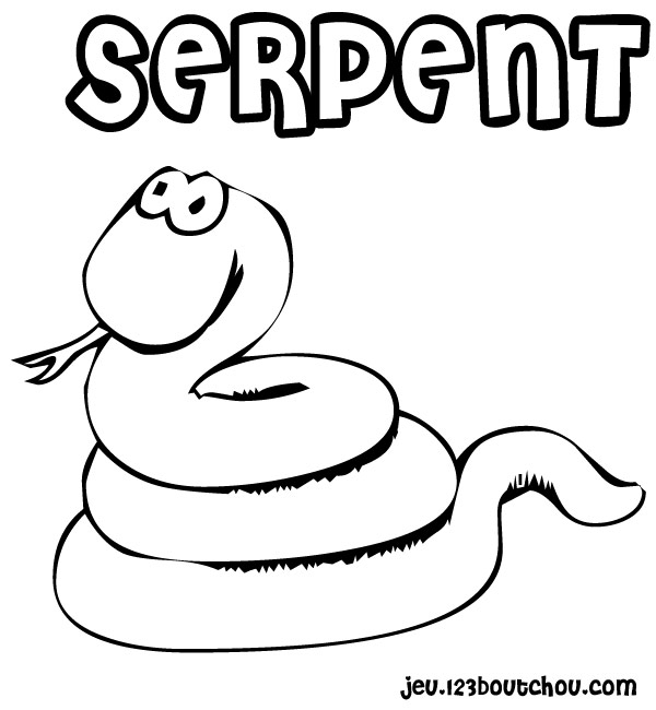 Coloriage d'un serpent enroulé sur une branche